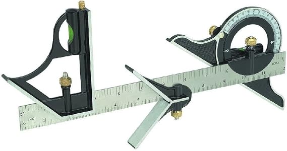12" Combination Tri Square Set Angle Finder & Protractor Level SAE & Metric