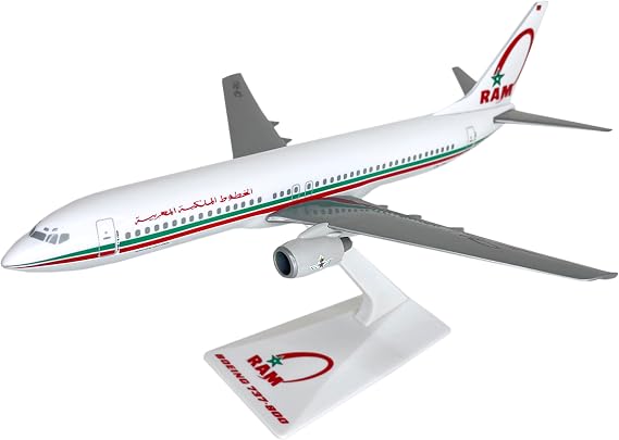 Royal Air Maroc Boeing 737-800 1:200 Scale - Plastic Snap-Fit Model Airplane - Collectible Replica of Royal Air Maroc Airlines Aircraft - Part# ABO-73780H-006
