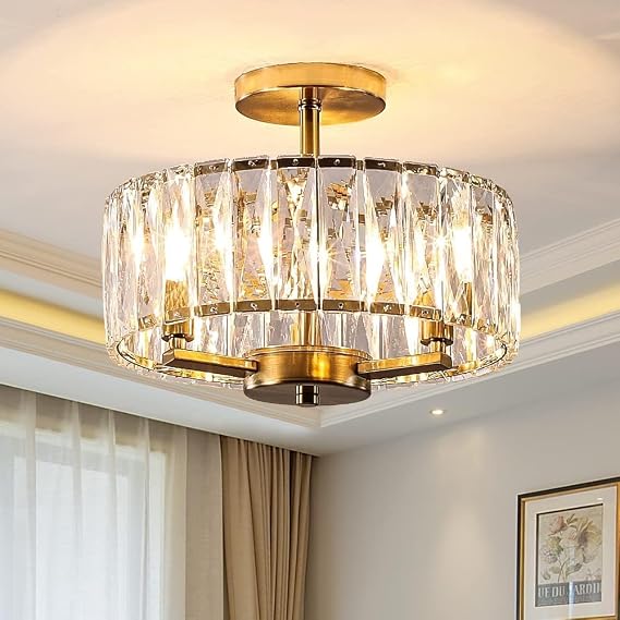 Gold Chandeliers Ceiling Lights - Crystal Ceiling Lights Round [Energy Class G]