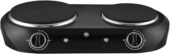 Mainstays Double Burner, 1800 W, Black Electric Cooktop, 1 Each, Assembled Product