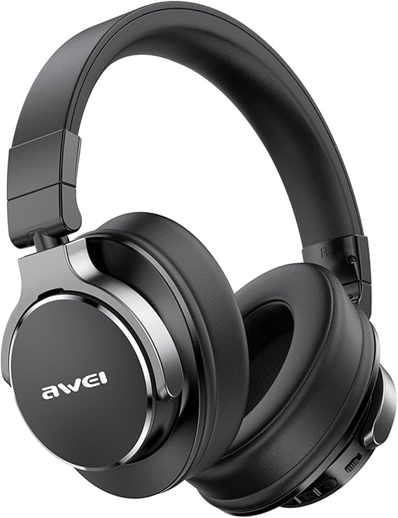 AWEI Wireless Noise Cancelling Headphones,Headphones Bluetooth,20H Playtime,Hi-Res Audio Deep Bass Comfort Fit Ear Cups for Travel, Home Office Over The Ear Headphones Black