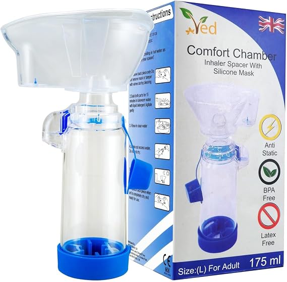 Inhaler Spacer Anti-Static Spacer Device, Inhaler Chamber, use with Metered Dose Inhaler, BPA and Latex Free for Adult.(Blue)
