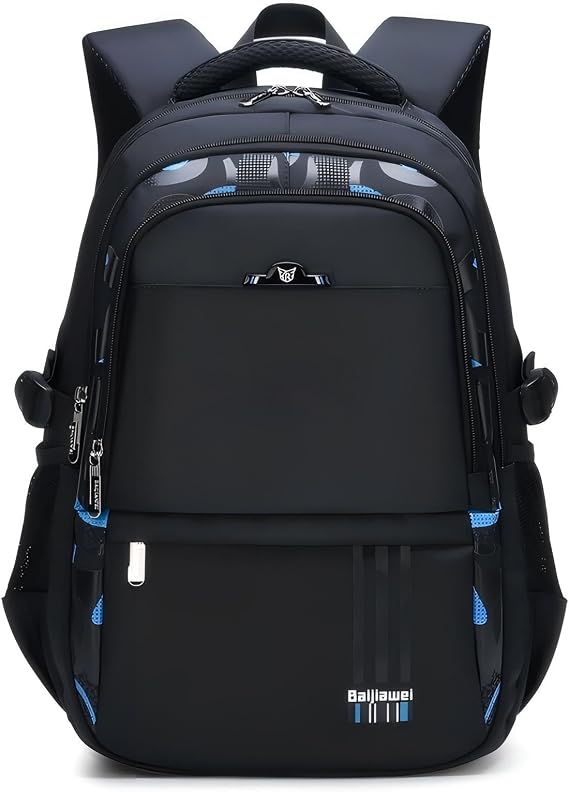 Boys' School Backpack for Cards, Notebooks, Work, Sports, for 13 Inch Computers, Heavy Duty Waterproof, Blue, 46*30*18cm