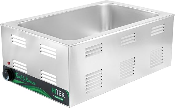 Restaurantware Electric Food Warmer 1 Count 14.6 x 22.5 Inch Full Size Stainless Steel Countertop Cooker With Adjustable Temperature Thermostatic Control Silver