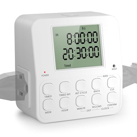 NEARPOW Dual Digital 7 Day Programmable Timer Outlet, Infinite Repeat Cycle