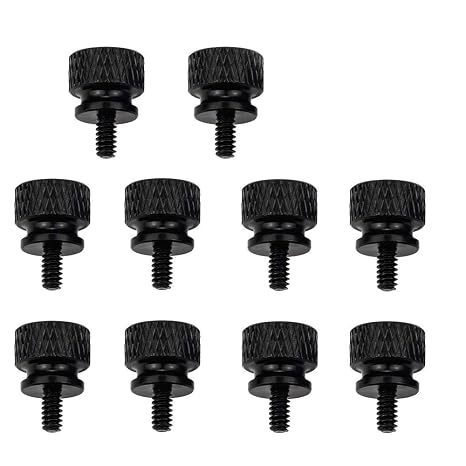 10-pcs Anodized Aluminum Computer Case Thumbscrews (6-32 Thread) for Computer Cover / Power Supply / PCI Slots / Hard Drives DIY Personality Modification & beautification (Black)