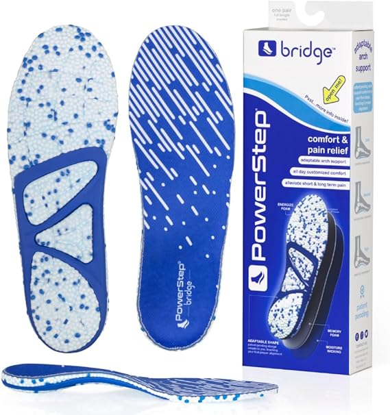 PowerStep Bridge, Flexible Arch Insoles, Comfort Memory Foam Insert, Plantar Fasciitis Pain Relief, Adaptable Arch Support, Neutral Arch, Shoe Inserts, Unisex (Men 4-5.5, Women 5-6.5)