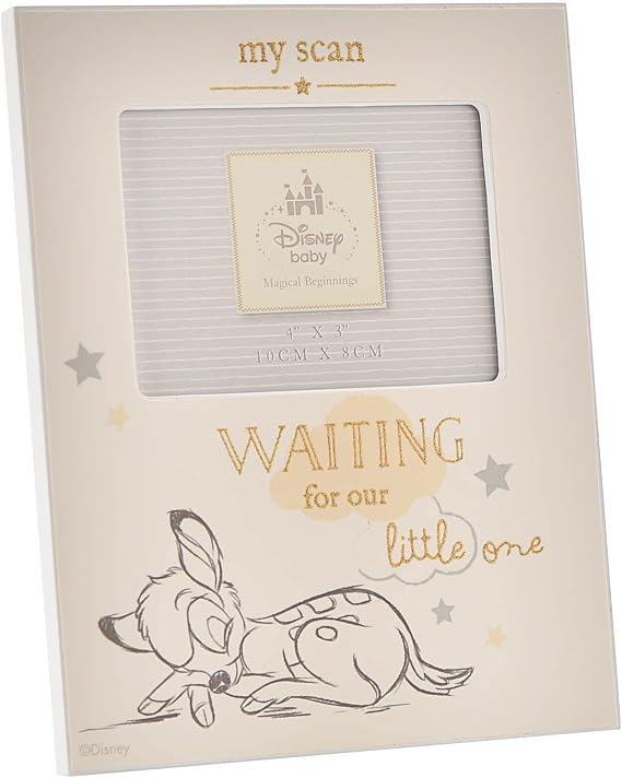 Happy Homewares Magical Beginnings Bambi Waiting for Our Little One Baby Scan Photo Frame - Perfect for New-Born or Baby Shower - Officially Licensed