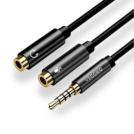 VegGieg 3.5mm Headphone and Microphone Combiner Y Cable