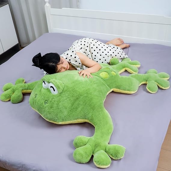Giant Frog Stuffed Animal Plush, Soft Large Frog Plush, Kawaii Big Stuffed Green Frog Pillow for Kids Children (47.2in)
