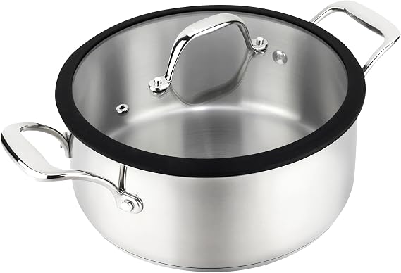 MAGEFESA Balance 9.4-inch Stainless Steel Stockpot with Lid, 4.7 Quarts, Suitable for All types of Stovetops including Induction, Dishwasher and Oven Safe up to 200F