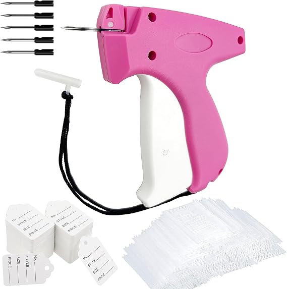 JINFFR Price Tagging Gun for Clothing, Standard Retail Price Tag Attacher with Gun for Clothes 1600 1" Barbs Fasteners, 400 Clothing Label Tags and 5 Needles