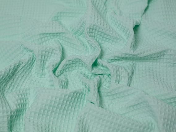Medium Cotton Waffle Fabric Mint Green - per Yard