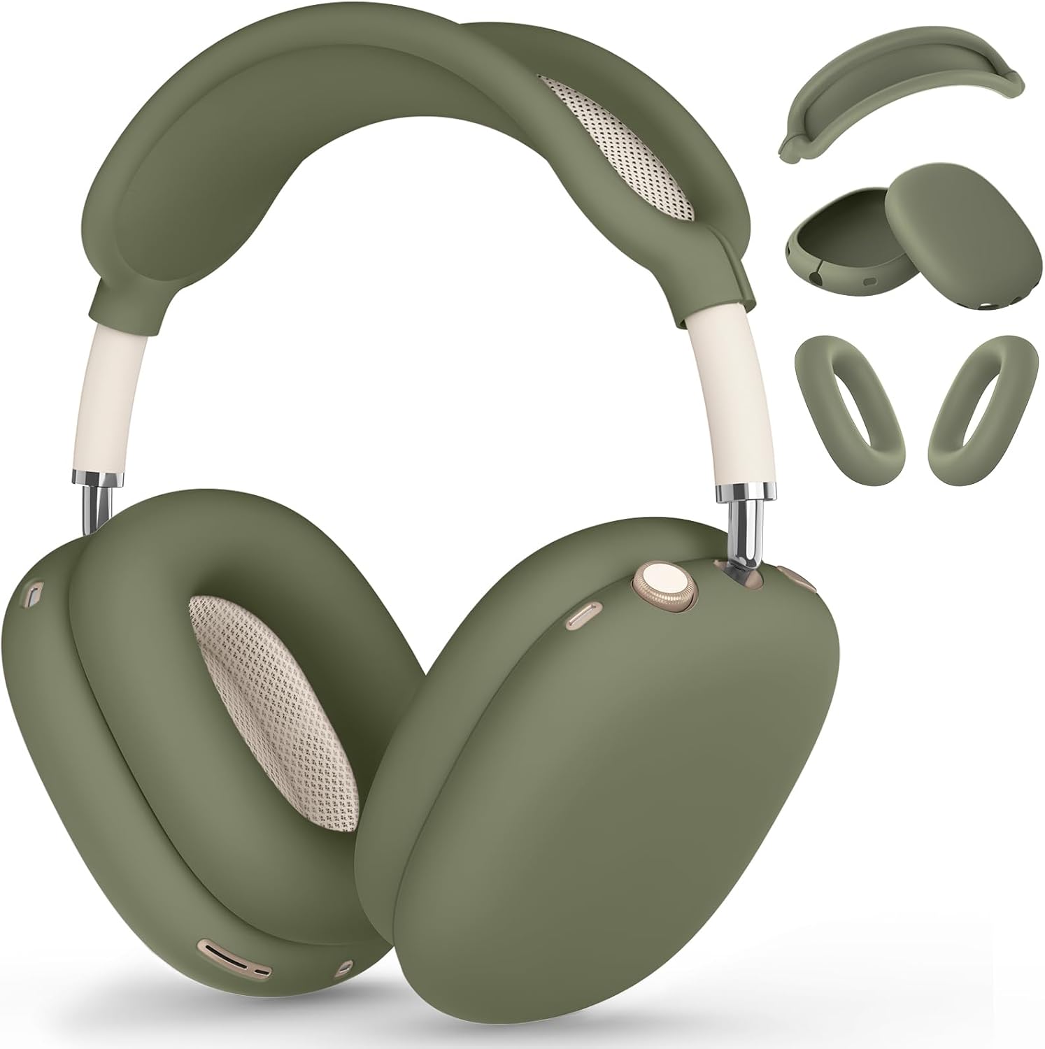 AirPods Max 21202620242020用シリコンケースカバー イヤーパッドケースカバーイヤーカップカバーヘッドバンドカバー AirPods Max 2&1用 USB-CLightning Apple AirPod Max 2ヘッドフォン用アクセサリー アーミーグリーン
