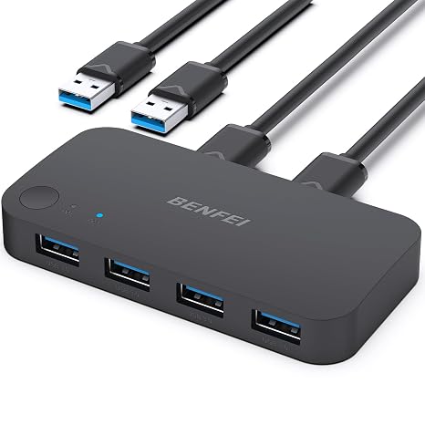 BENFEI USB Switch 2 PC 2 In 4 Out 5Gbps USB 3.0 Switch USB Switch 2 PC
