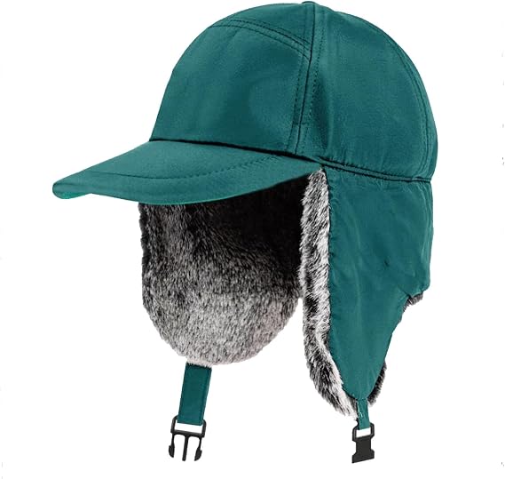 Men's Winter Snow Hunting Trapper Hat Waterproof Warm Ski Hats Ear Flaps Hats Windproof Faux Fur Cold Weather Hats Skiing Trapper Ushanka Hats Earflap Ski Baseball Cap Thermal Russian Dad Hats