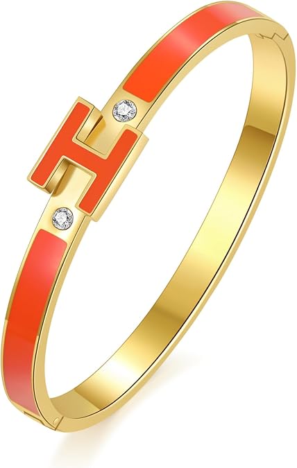H 18K Gold Plated Titanium Steel CZ Bracelet for Women