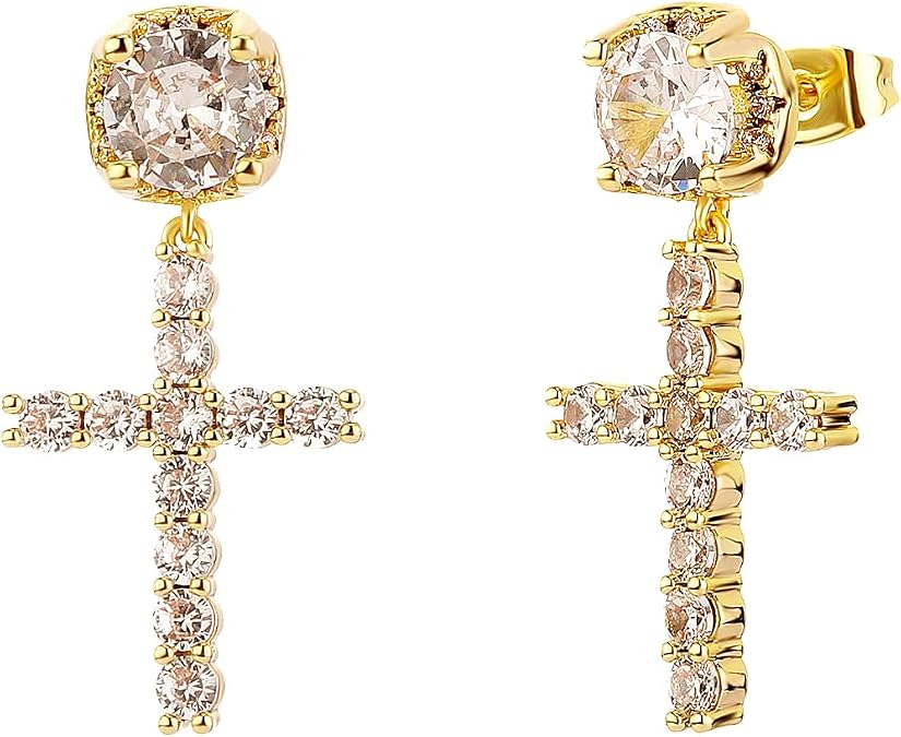 JINAO Cross Hoop Dangle Earrings for Men Women
