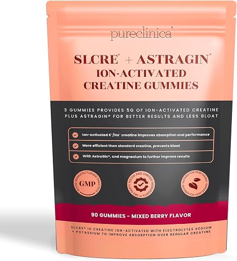 90 SLCre Creatine Gummies with AstraGin - 5g Micronized Creatine Monohydrate Per Serving - 1 Month Supply - Sugar Free No Bloating Delicious Berry Flavour
