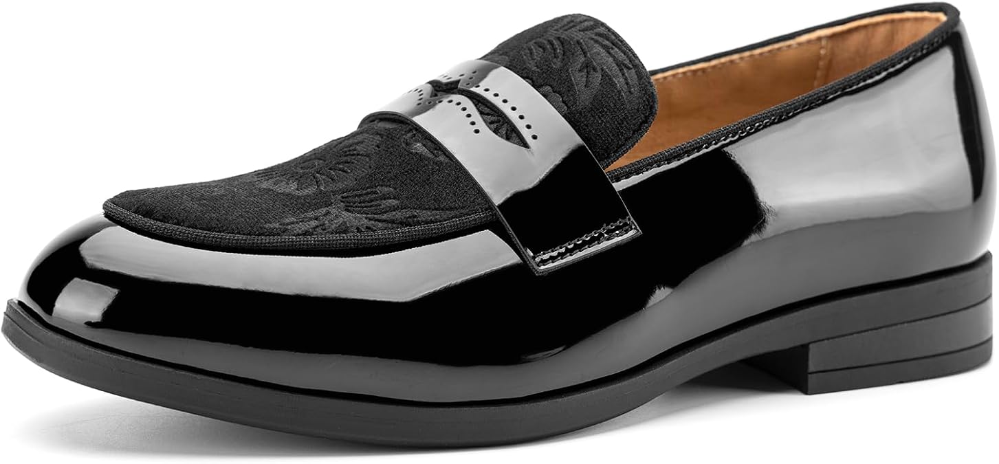 JITAI Velvet Boy's Dress Shoes Slip-On Loafers Wedding Shoes for Boys