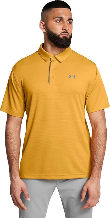 Under Armour Men's Tech Golf Polo, (711) Golden Yellow / / Pitch Gray, Medium