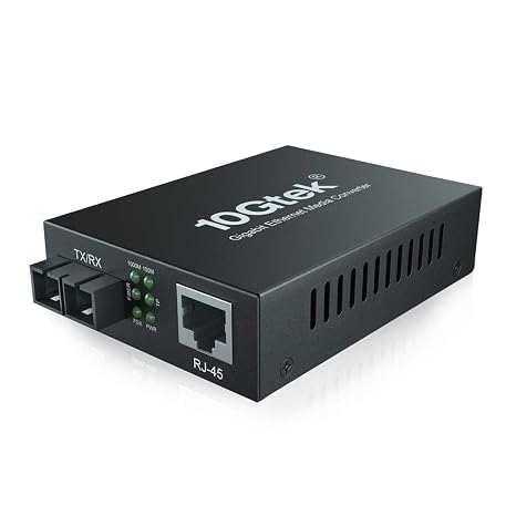 10Gtek 1.25G Gigabit MultiMode Fiber to Ethernet Media Converter, MMF Dual SC Fiber to Ethernet Copper RJ45 Converter for 10/100/1000Base-Tx to 1000Base-SX, UL Certified, up to 550-m