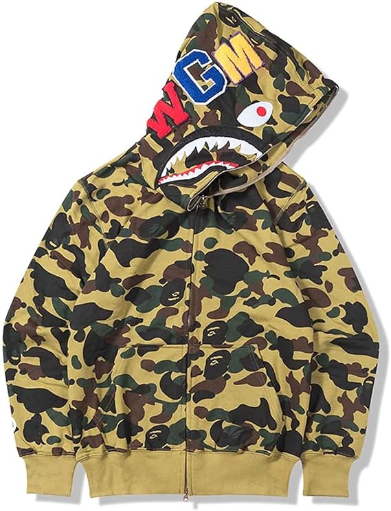 Shark Jacket Ape Jacket Boy Girl Hoodie Camouflage Shark Jacket Color: QQ, Size: X-Large