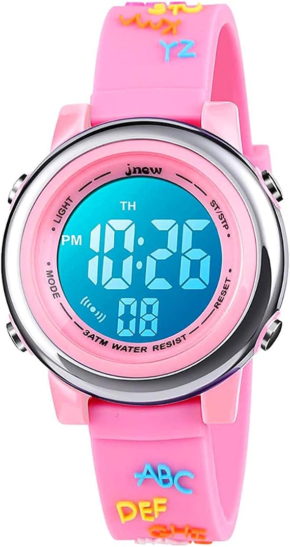 Toddler Boys Girls Kids Digital Children Watch, 3D Cute Cartoon 7 Colors Light Waterproof Sport Girls Boys Electronic Watch 5-15 Years