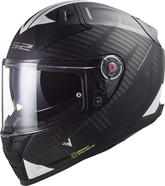 LS2 Full Face Motorcycle Helmet. Vector II Road Touring Motorbike Lid. FF811. ECE22.06 - Splitter Black White - XXL