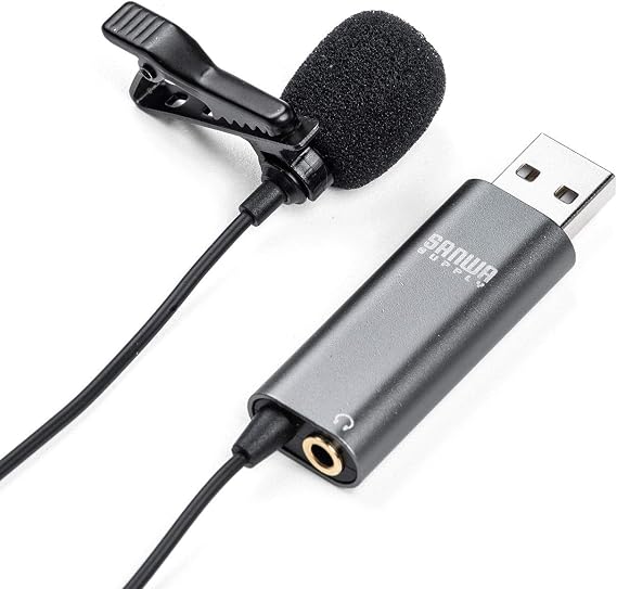Sanwa Direct 400-MC017 USB Pin Microphone Condenser for Zoom Skype YouTube Compatible with Earphones and Speakers