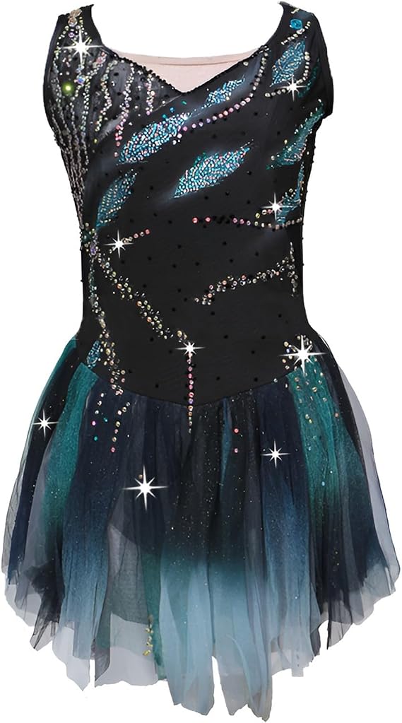 Girl's High Elasticity Sparkling Figure Skating Dress, Women's Ice Skating Dress for Competition, Customizable