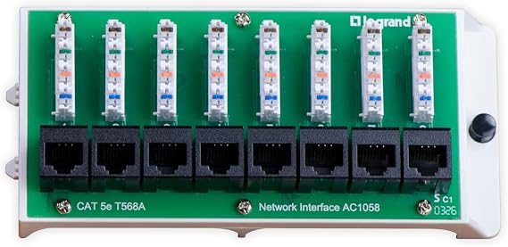 Legrand - OnQ Cat5e Network Interface Module, Wifi Module with 8 Ports, Network Box Provides Connectivity to Ethernet Connected Devices, Black, AC1058