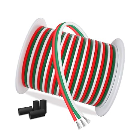 100ft Extension Cable 3 Pin Wire Cord 30M 22AWG Hookup Electrical 3 Color Wire Stranded Tinned Copper Cord for Led Strips WS2812B WS2811 Dream RGB Color 3528 5050,12/24V DC LEDs RGB Lighting