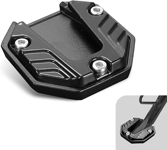 Motorcycle Kickstand Pad, Aluminum Alloy Side Stand Extension Plate, Anti-Sink Support Accessory, Universal Kickstand Foot Pad for Most Motorcycles (Black)