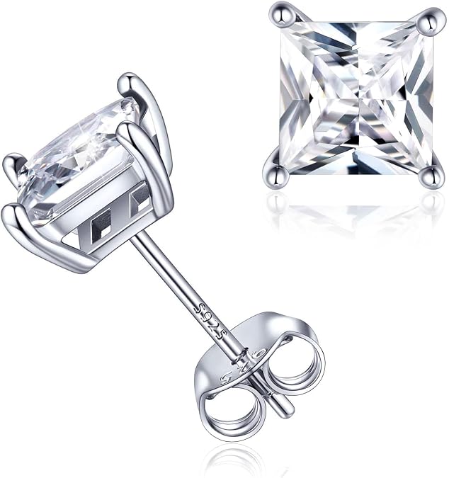 ChicSilver 925 Sterling Silver Earrings Sparkling Heart/Round/Princess Cut Birthstone Earrings for Women Birthday Jewelry with Gift Box