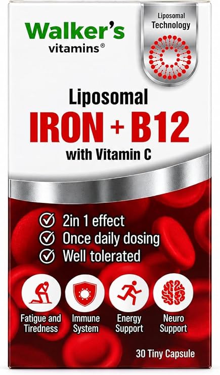 Walker's Vitamins Lipozomal B12 Demir C vitamini Methylcobalamin (Metilkobalamin) Krom Pikolinat 30 Enerji Kapsül