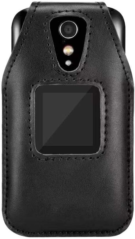 Fitted Leather Case for GreatCall Lively Flip (Model: 4053S), Jitterbug Flip2, Features: Rotating Belt Clip, Screen & Keypad Protection, Secure Fit - Black