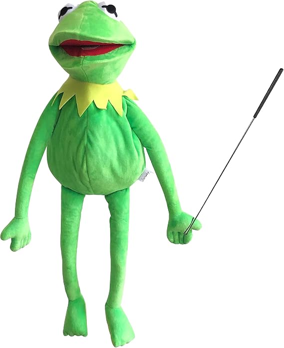 Kermit Frog Puppet with Puppet Control Rod & 50 Pcs Kermit The Frog Sticker