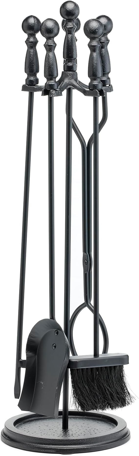 UniFlame, 5-Piece Black Wrought Iron Fireplace Tools Set with Ball Handles