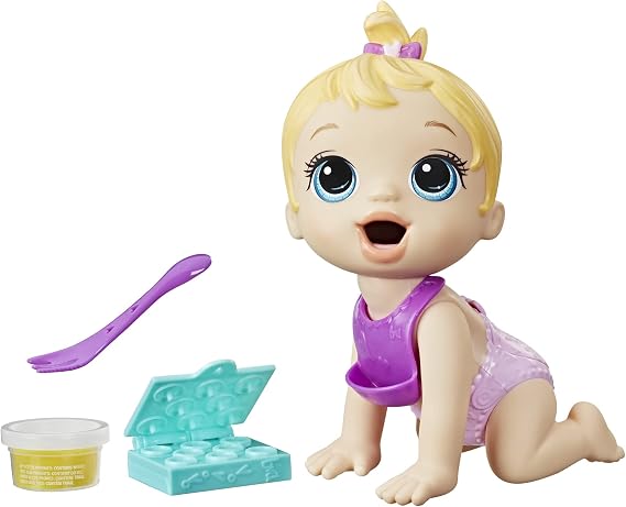 Baby Alive Lil Snacks Doll, Eats and Poops, Snack-Themed 8-Inch Baby Doll, Snack Box Mold, Toy for Kids Ages 3 and Up, Blonde Hair