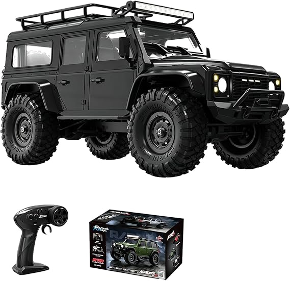 1/16 Scale Full Proportional RC Crawler, 2.4GHz 4WD Off-Road Rock Climbing Truck with LED Multi-Mode Lights, 9KG Metal Gear Servo, High-Torque RC Car Toy Gift for All Terrain (R1608/Black)