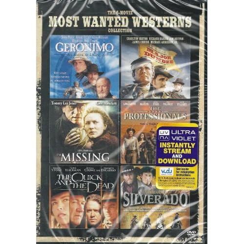 6-Movie - MOST WANTED WESTERNS COLLECTION (GERONIMO, SILVERADO, QUICK AND THE DEAD, MISSING, MAJOR DUNDEE, PROFESSIONALS)