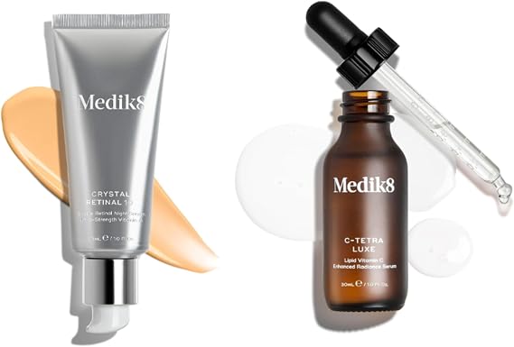 Medik8 Crystal Retinal 10 (30ml) & C-Tetra Luxe Lipid 14% - Age-Defying Retinal Night Serum 0.1% Retinal Strength & Vitamin C Enhanced Radiance Serum