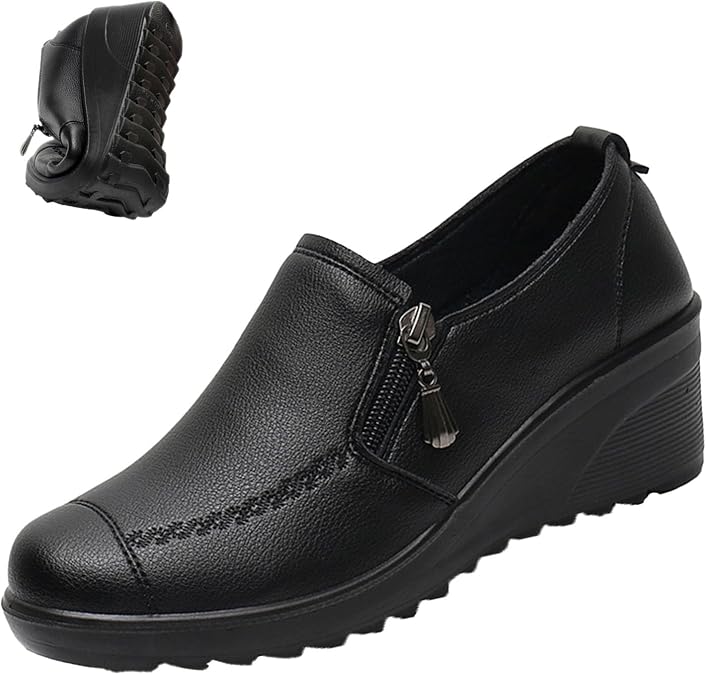VIFOCUS Women's Round Toe Low Wedge Dress Pumps