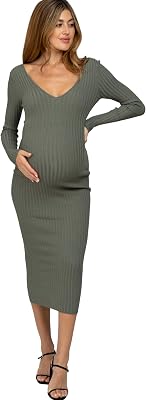 PinkBlush V-Neck Long Sleeve Fitted Maternity Maxi Dress
