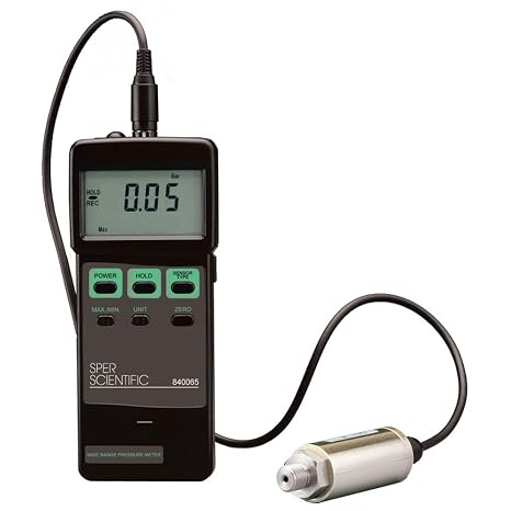 Sper Scientific Wide Range Pressure Meter 840065 Professional Pressure Gauge for Liquids & Gases, 0725 PSI, Multi-Unit Display