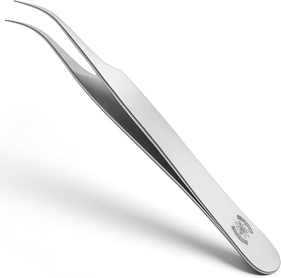 High Precision Stainless Steel Lab Forceps with Curved Very Fine Tips