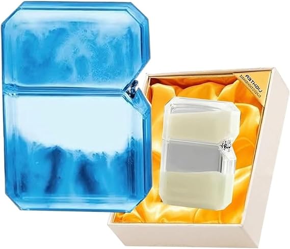 Jet Windproof Butane Gas Lighter, Luminous Quicksand Transparent Window Portable Lighter, Suitable for Outdoor and Indoor (Various Styles)(1)