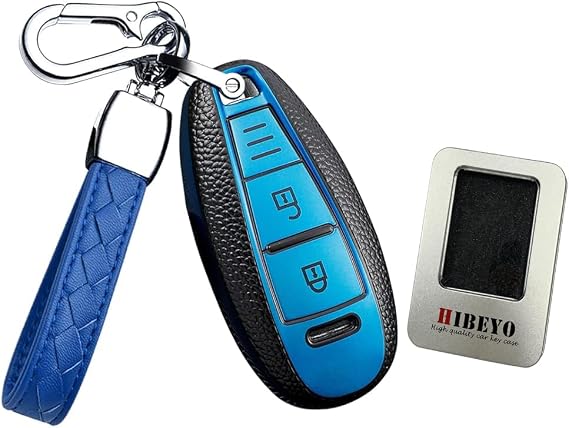 TPU Car Key Fob Cover with Keychain fits for Suzuki Swift Vitara Grand Ii Sx4 Baleno Kizashi Jimny Ignis Car Key Case Cover Jacket Leather Texture Smart Remote Car Key Holder 2 Button Blue