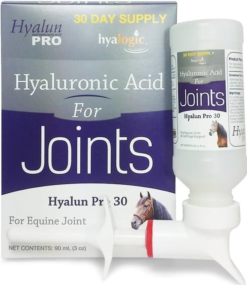 Hyalogic Hyalun Pro 30 - Hyaluronic Acid Joint Support Supplement for Horses – Horse Care Solution with Easy-to-Use Oral Dispenser – Supports Healthy Joints & Cartilage - 30-Day Supply 3oz  90ml